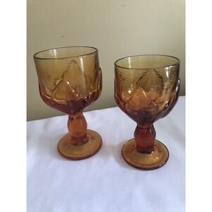 Tiffin Franciscan‎ Cabaret "Persimmon" Amber 5-1/2 & 6" tall set of 2